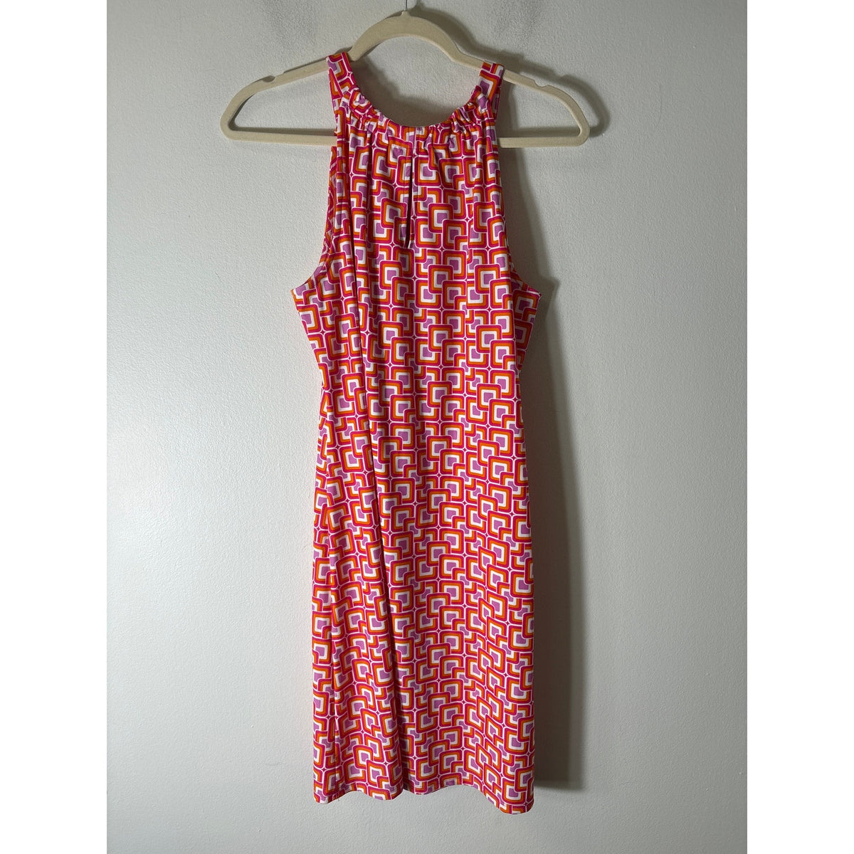 Jude Connally Pink and Orange Geometric Dress Sz M
