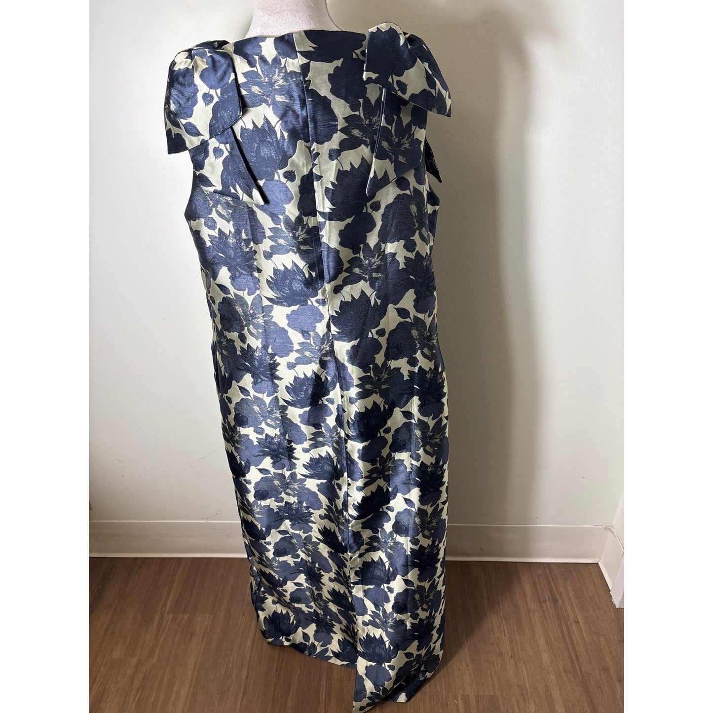 NWT Abbey Glass Black Gold Floral Sleeveless "Meredith Gown" Maxi Dress Sz XL