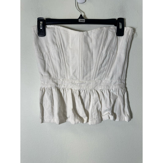 McGuire White Strapless Peplum Top Sz XS