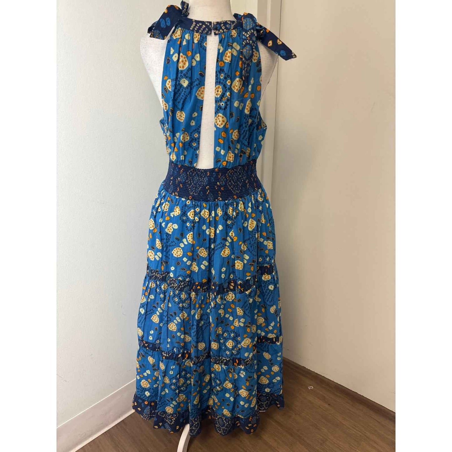 Love The Label Blue TIe Shoulder Maxi Dress Sz S