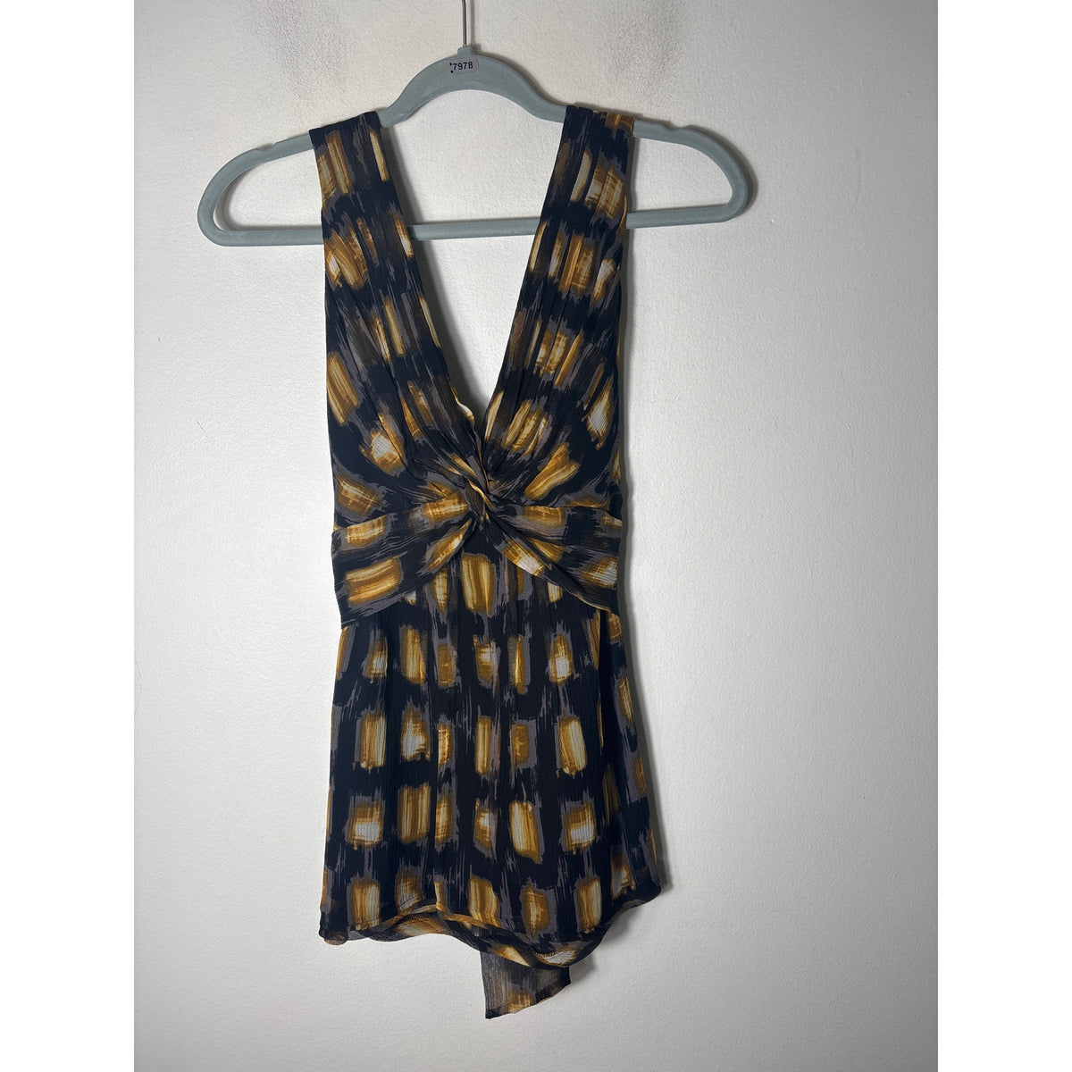 BCBG Black and Gold Sleeveless Back Zip Top Sz S