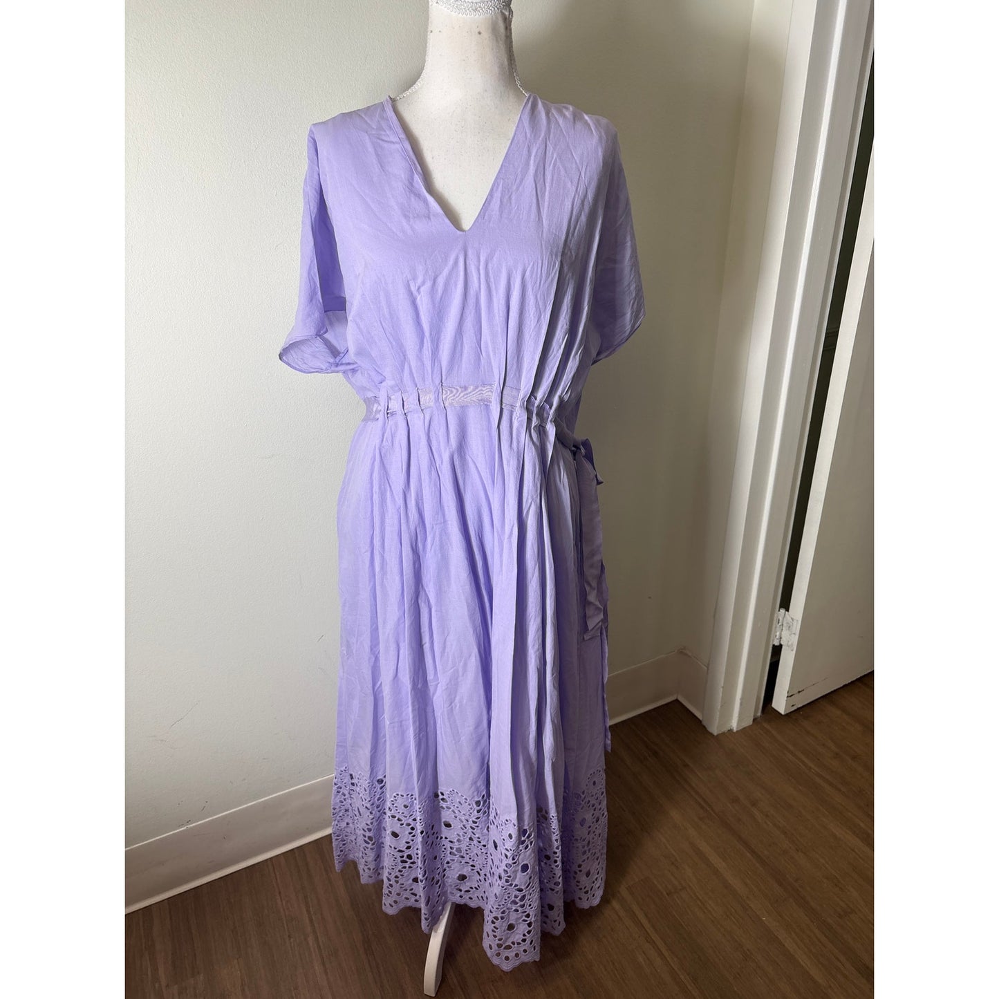 Pearl by Lela Rose Lavendar V Neck Flutter Sleeve Maxi Dress Sz 10