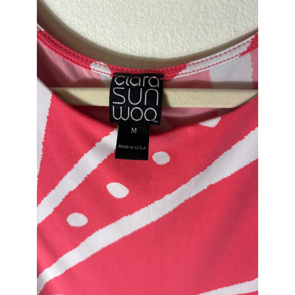 Clara Sun Woo Peachy Pink and White Sleeveless Midi Dress Sz M