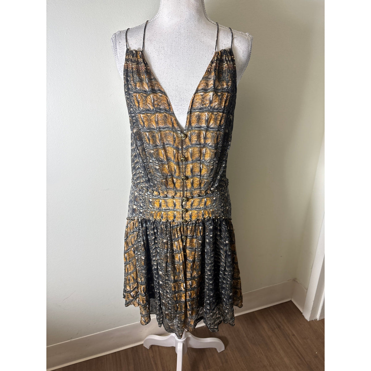 Camilla Black Silk Sleeveless Mini Dress Sz L