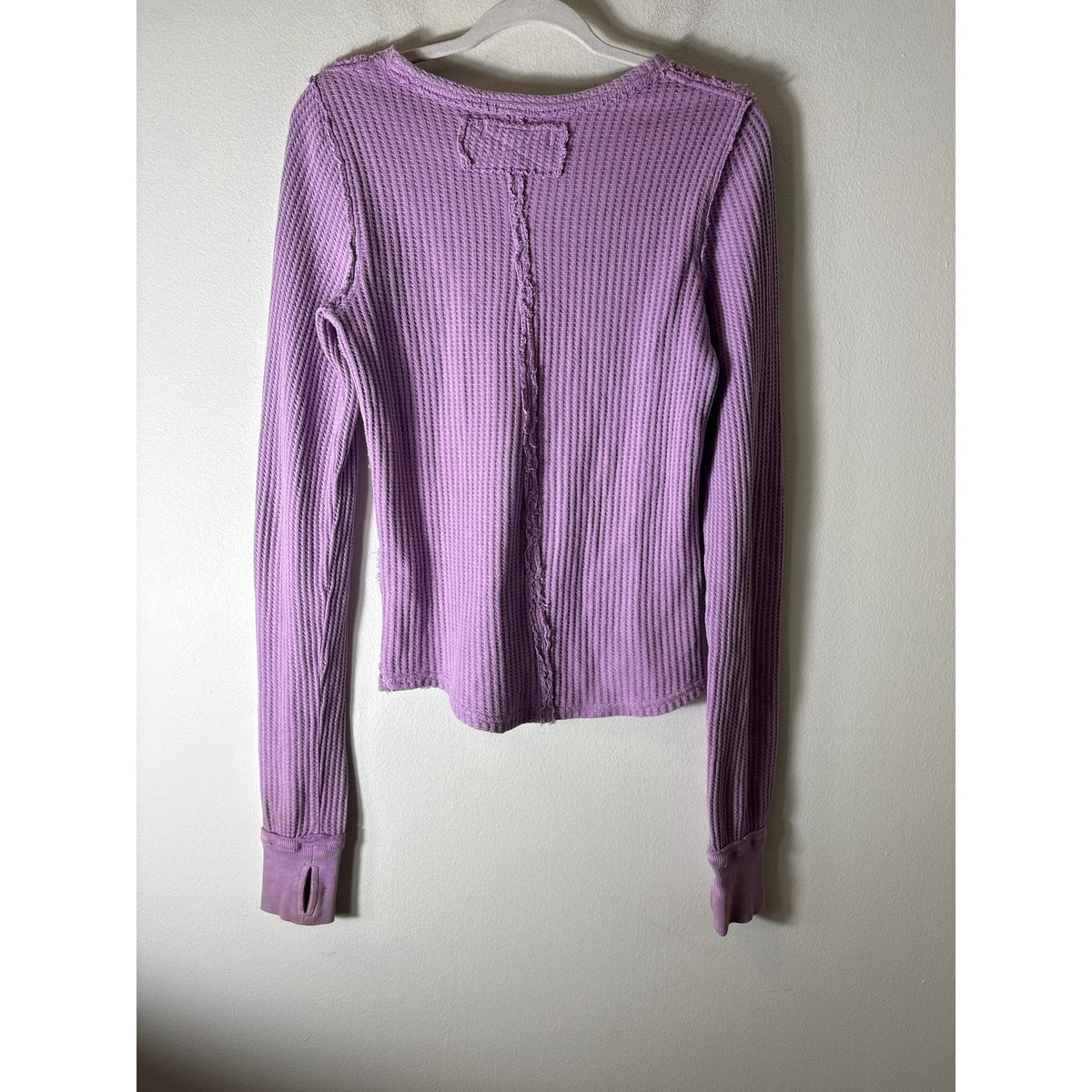 We The Free Pink Waffle Knit Long Sleeve Shirt Sz S