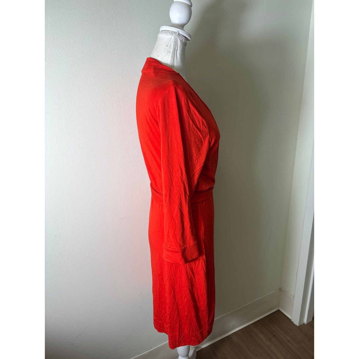 Diane VonFurstenberg Red/Orange Long Sleeve Wrap Mini Dress Sz 14