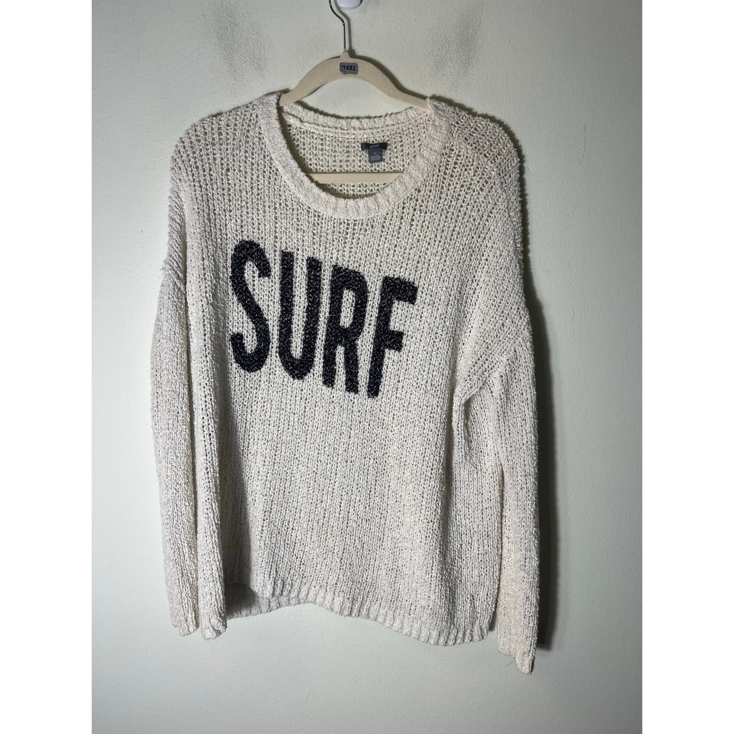 Aerie Off White Knit Long Sleeve Surf Sweater Sz S