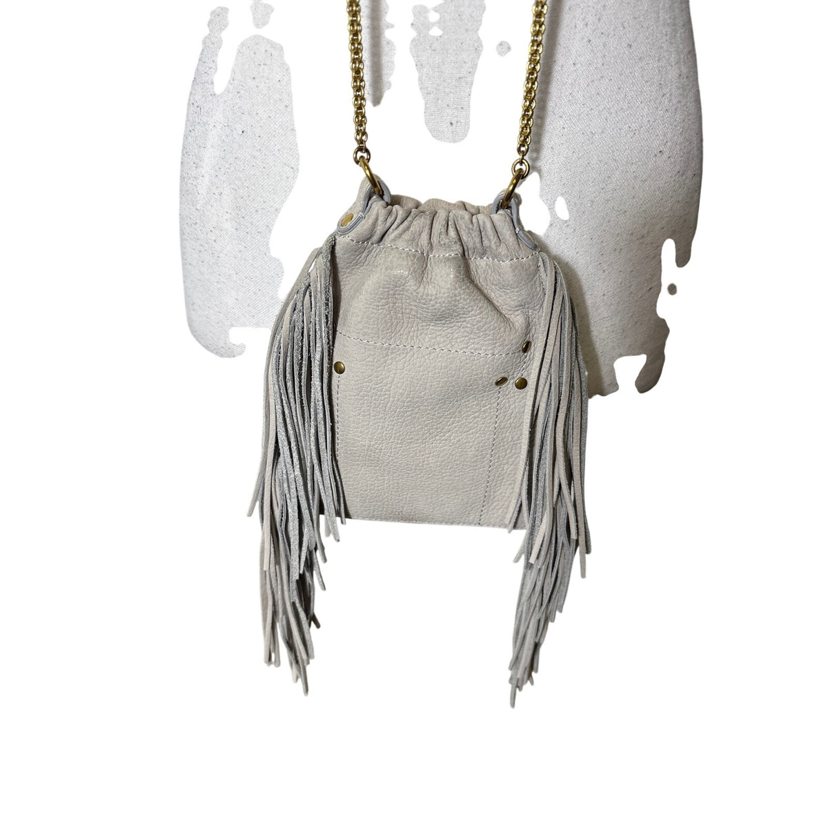 Jerome Dreyfuss Gray Fringed Crossbody Bag Sz 5"x7"