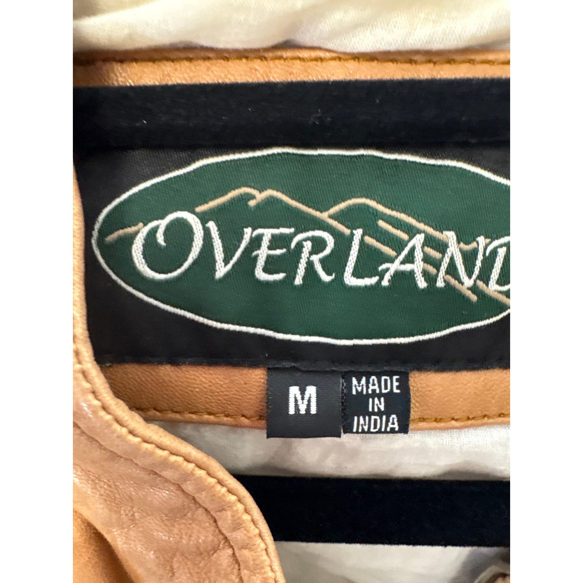 Overland Camel Colored Long Sleeve Cropped Style Leather Jacket Sz M