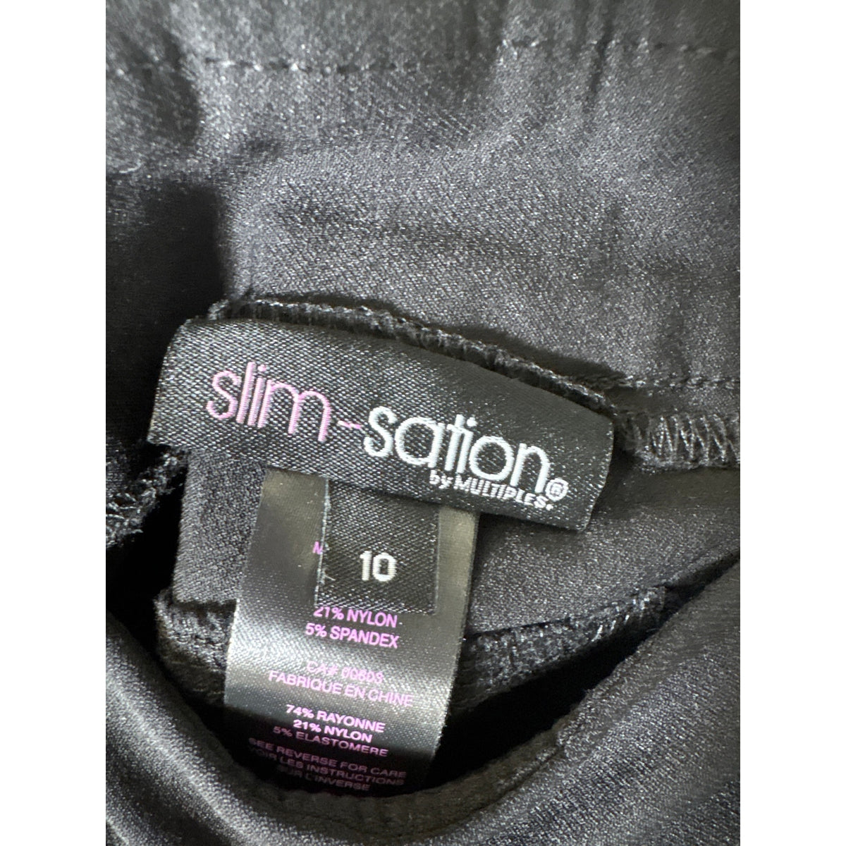 Slim-sation Black Elastic Waist Pull On Slacks Sz 10