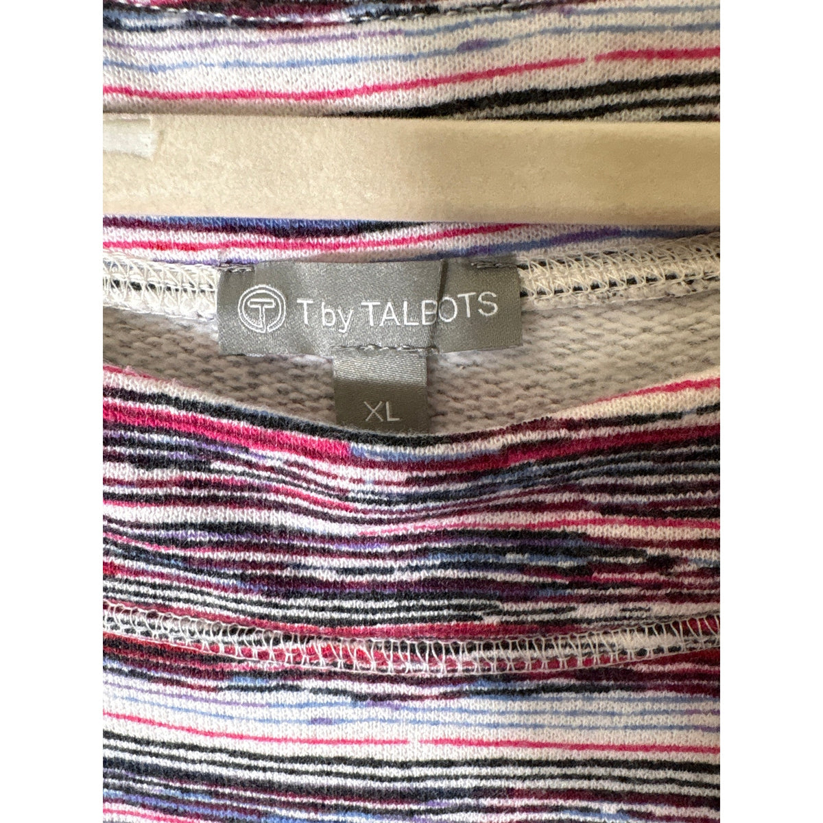 Talbots Pink Striped Boatneck Sweatshirt Sz XL