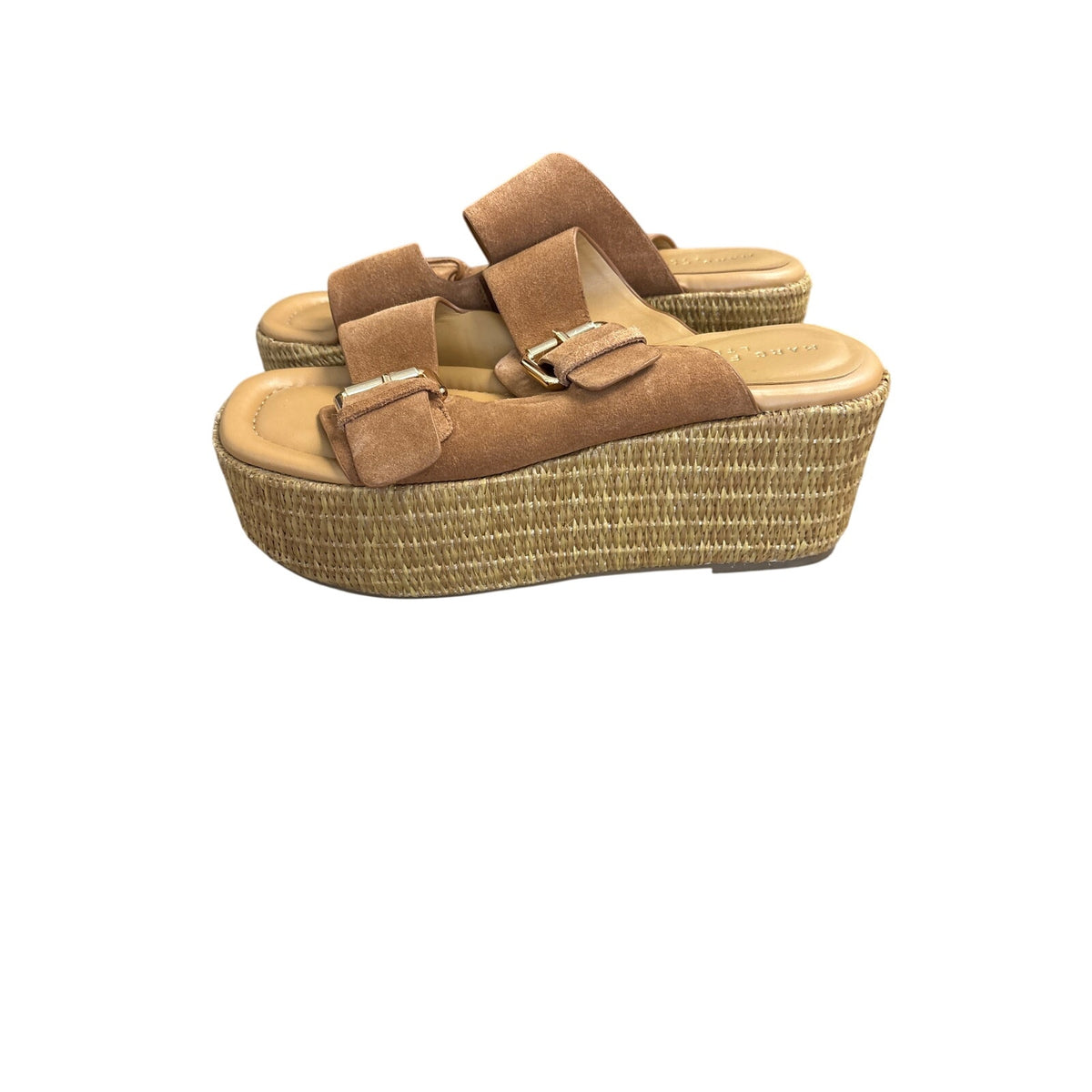 Marc Fisher Brown Suede Double Buckle Wedges Sz 8