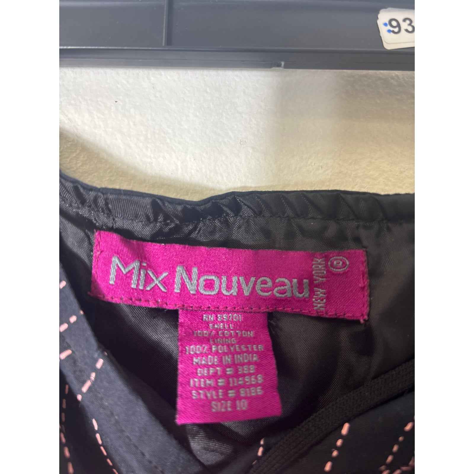 Mix Nouveau Black Pink Embroidered A-Line Knee Length Skirt Sz 10