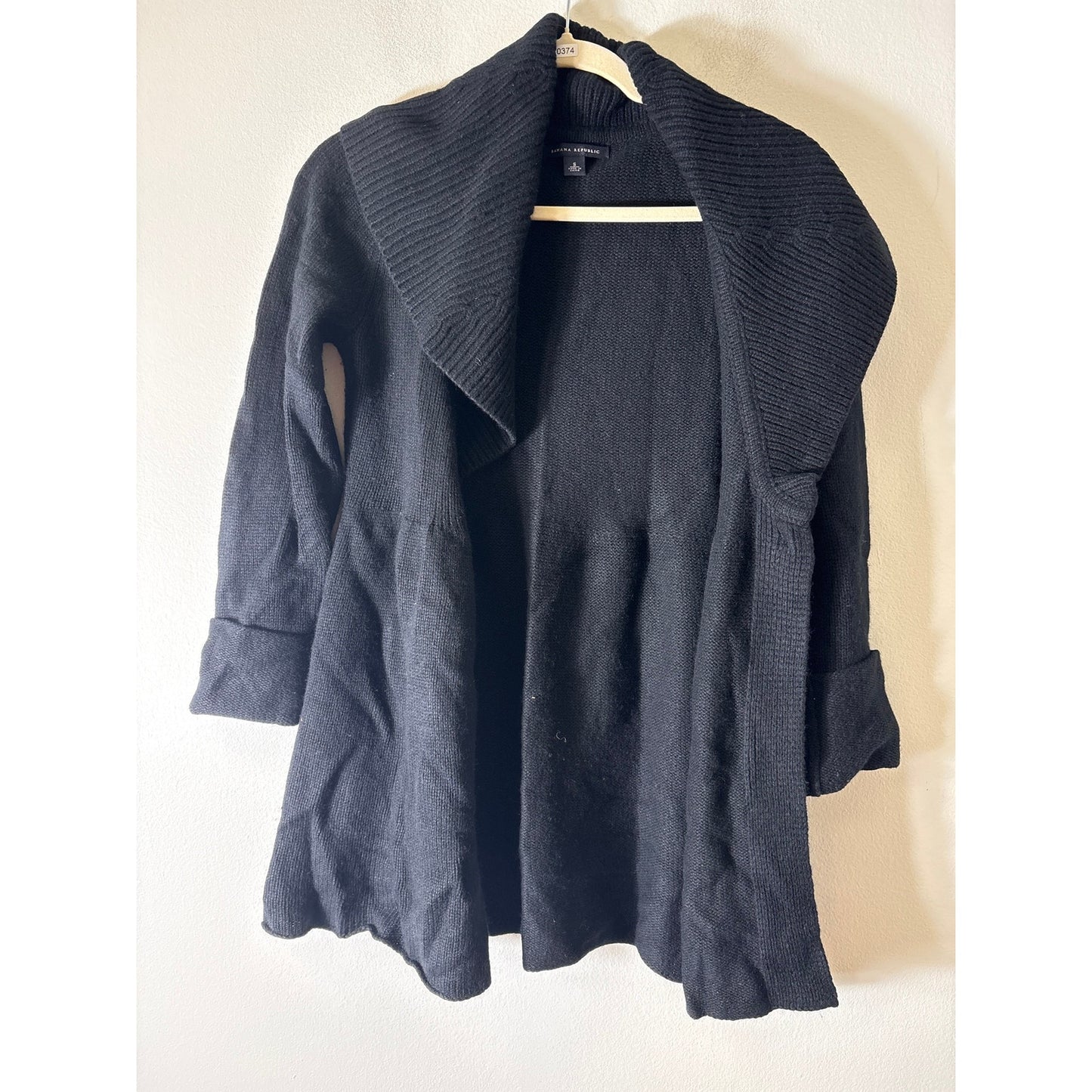 Banana Republic Black Foldover Collar Cardigan Sweater Sz S