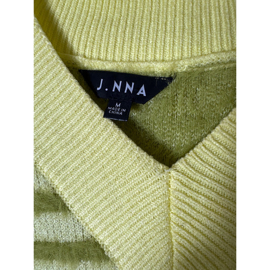 J.NNA Yellow Green Long Sleeve Stripe Sweater Sz M