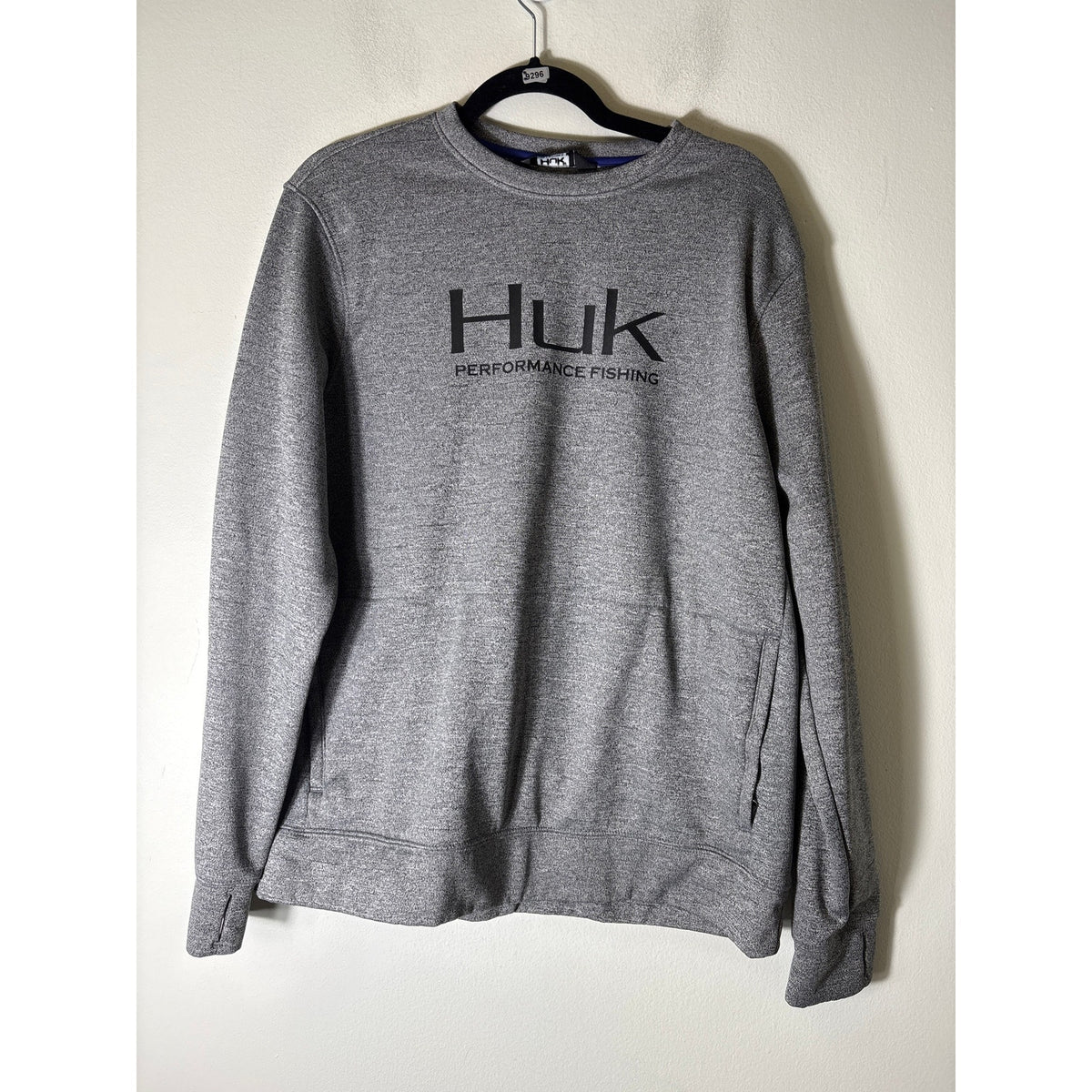 Mens Huk Performance Fishing Gray Long sleeve Sweat Shirt Sz M