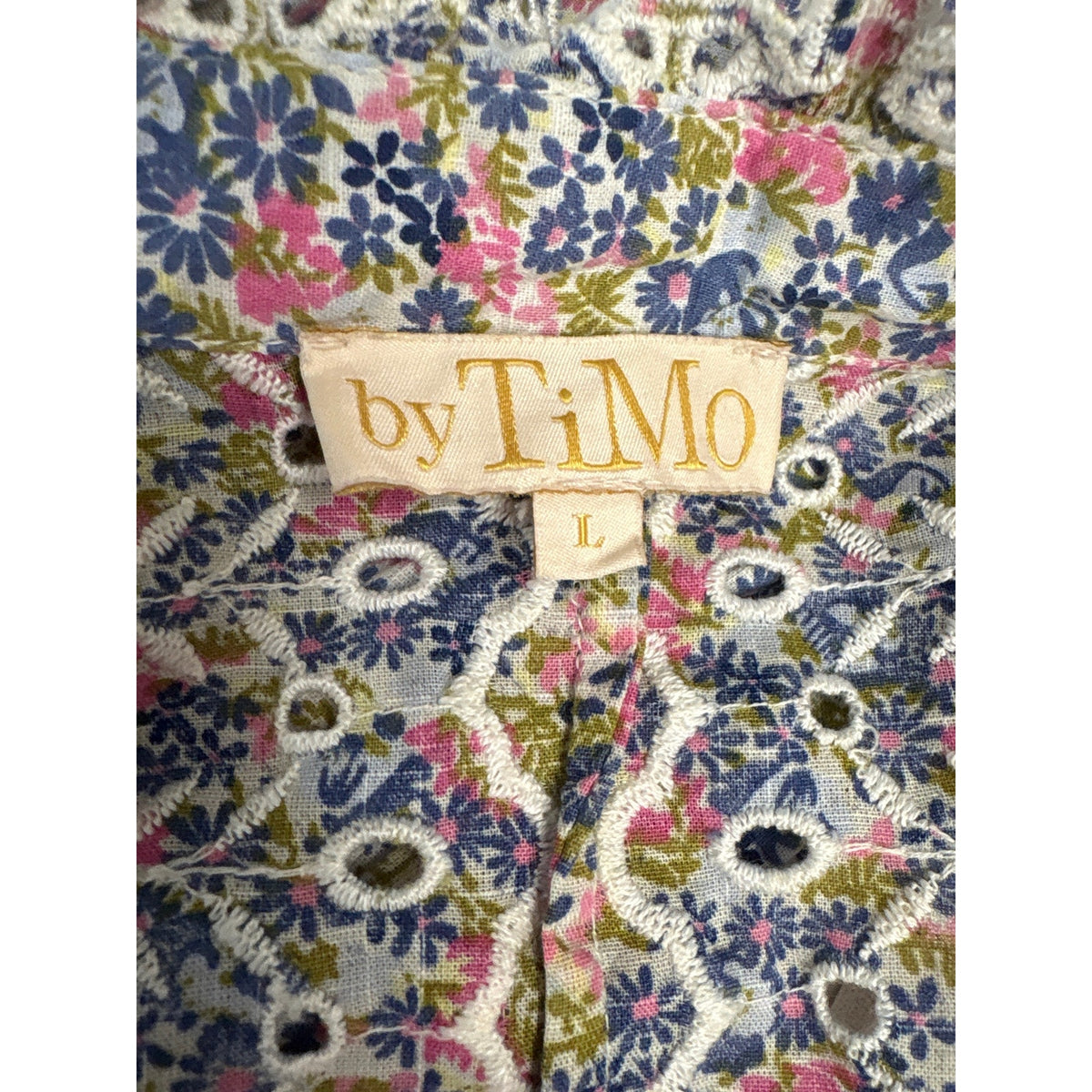 by TiMo Pink and Blue Mini Floral Dress Sz L