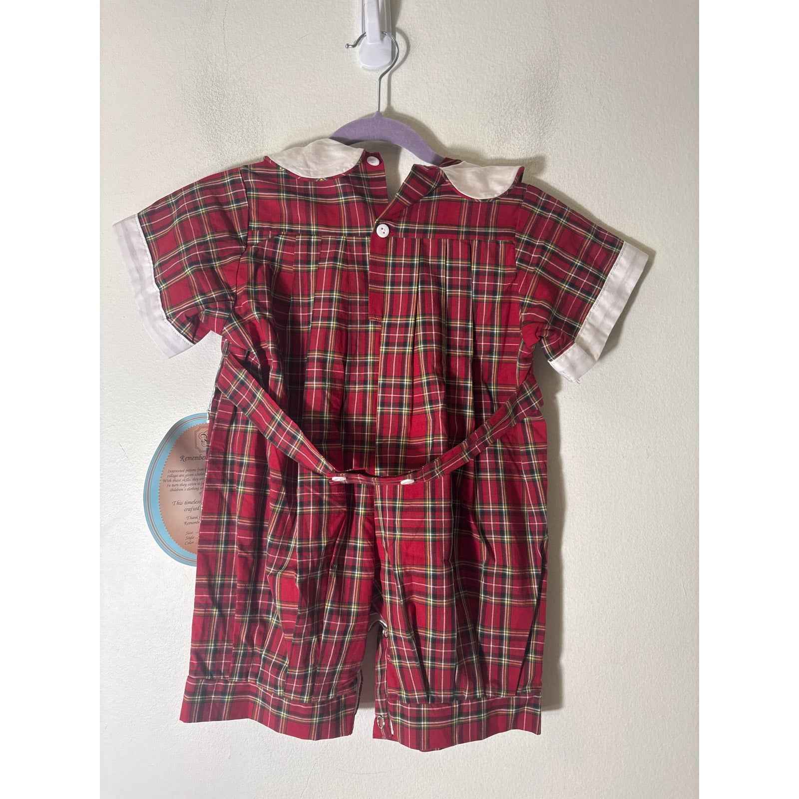 NWT Remember Nyugen Red Holiday Plaid Baby Outfit Sz 24M
