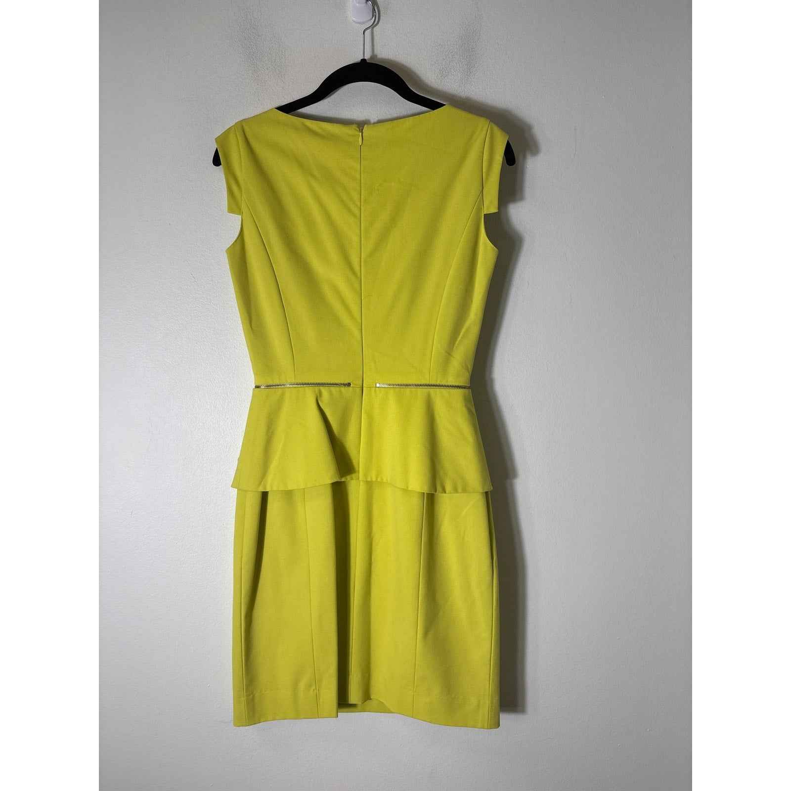 Antonio Melani Yellow Sleeveless Peplum Midi Sheath Dress Sz 0