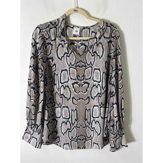 Cabi Brown and Black Snake Print Blouse Sz M