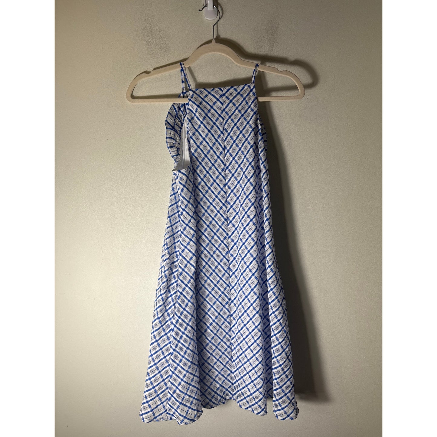 Corey Lynn Calter Blue and White Sheer Overlay Mini Dress Sz S