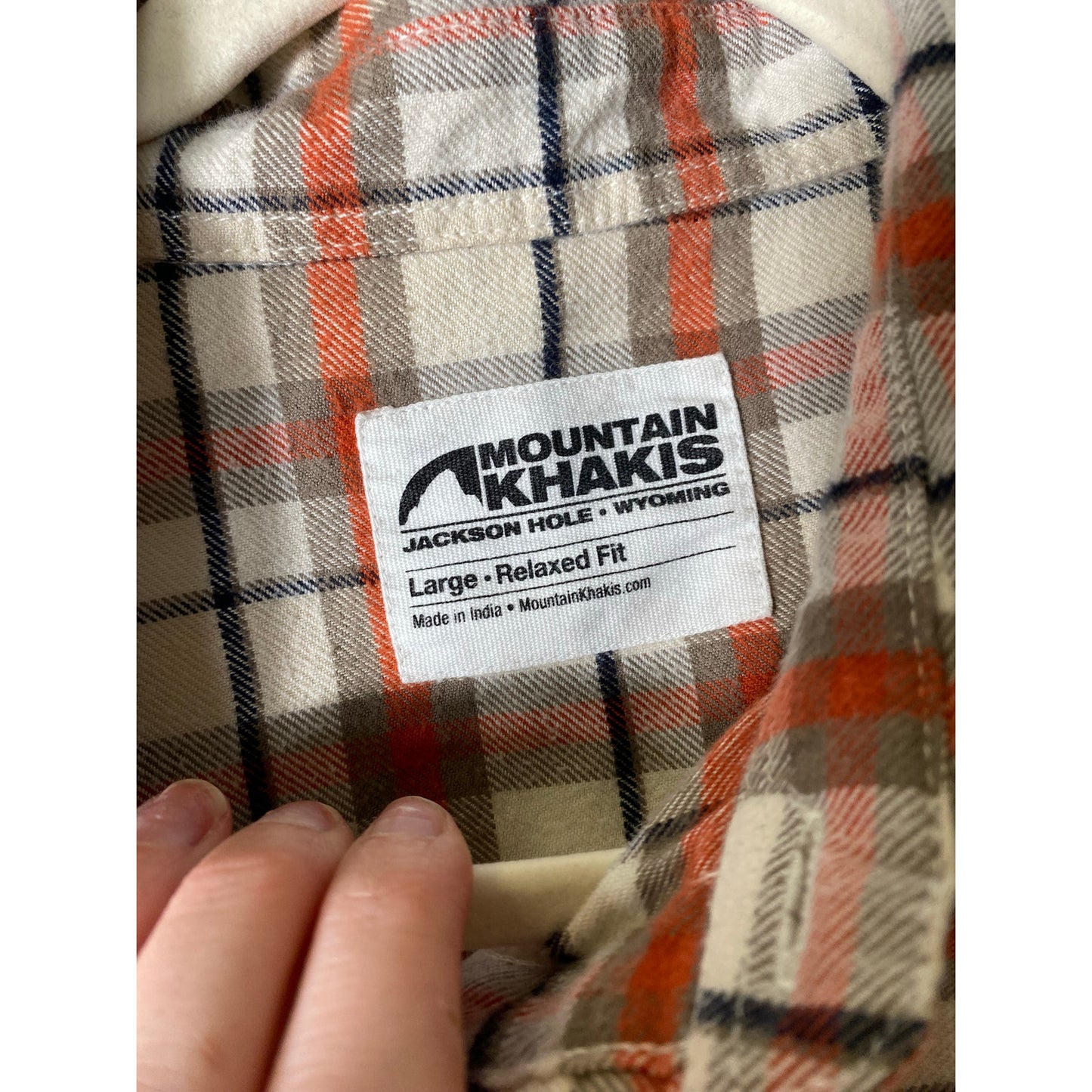 Men's Mountain Khakis Orange Checked Button Down Sz L