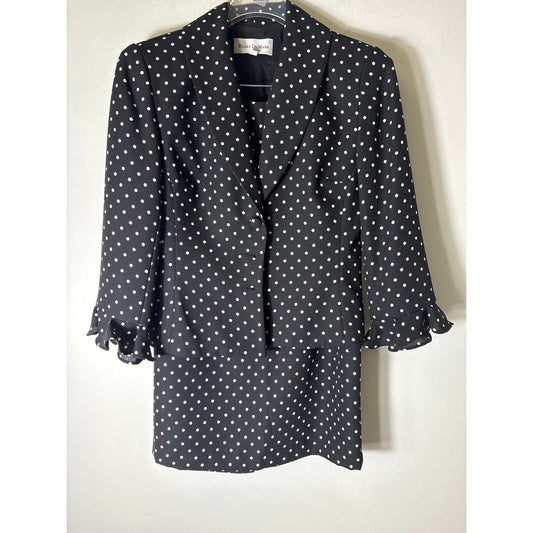 Renee DuMarr Black&White Polka Dot Blazer and Skirt Suit Set Sz 4