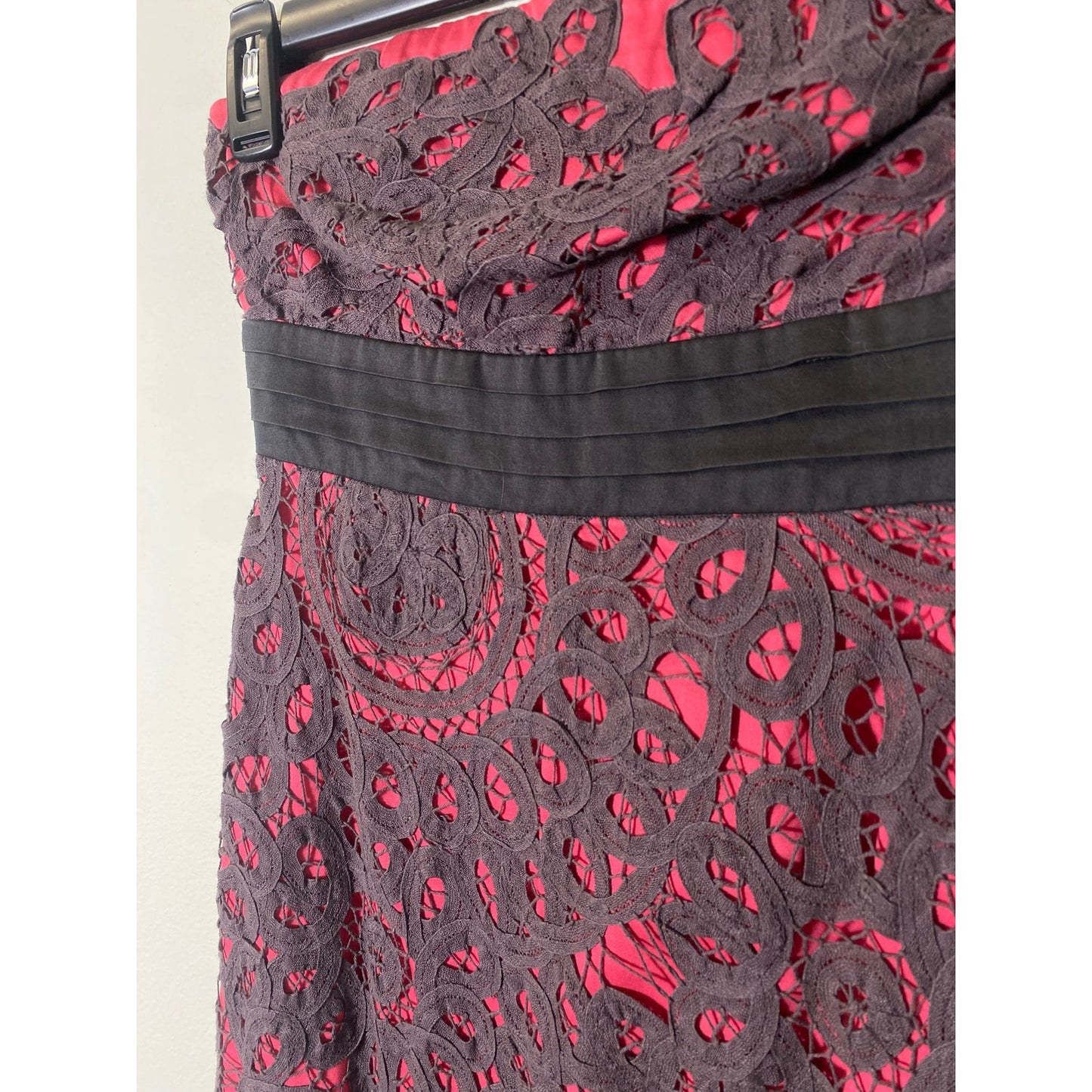Floreat by Anthropologie Pink Strapless Dress with Gray Lace Overlay Sz 0