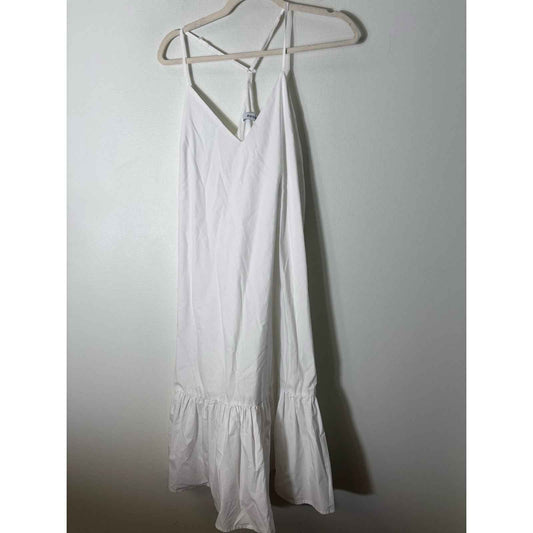 Just Fab White Sleeveless Drop Waist Cotton Dress Sz M