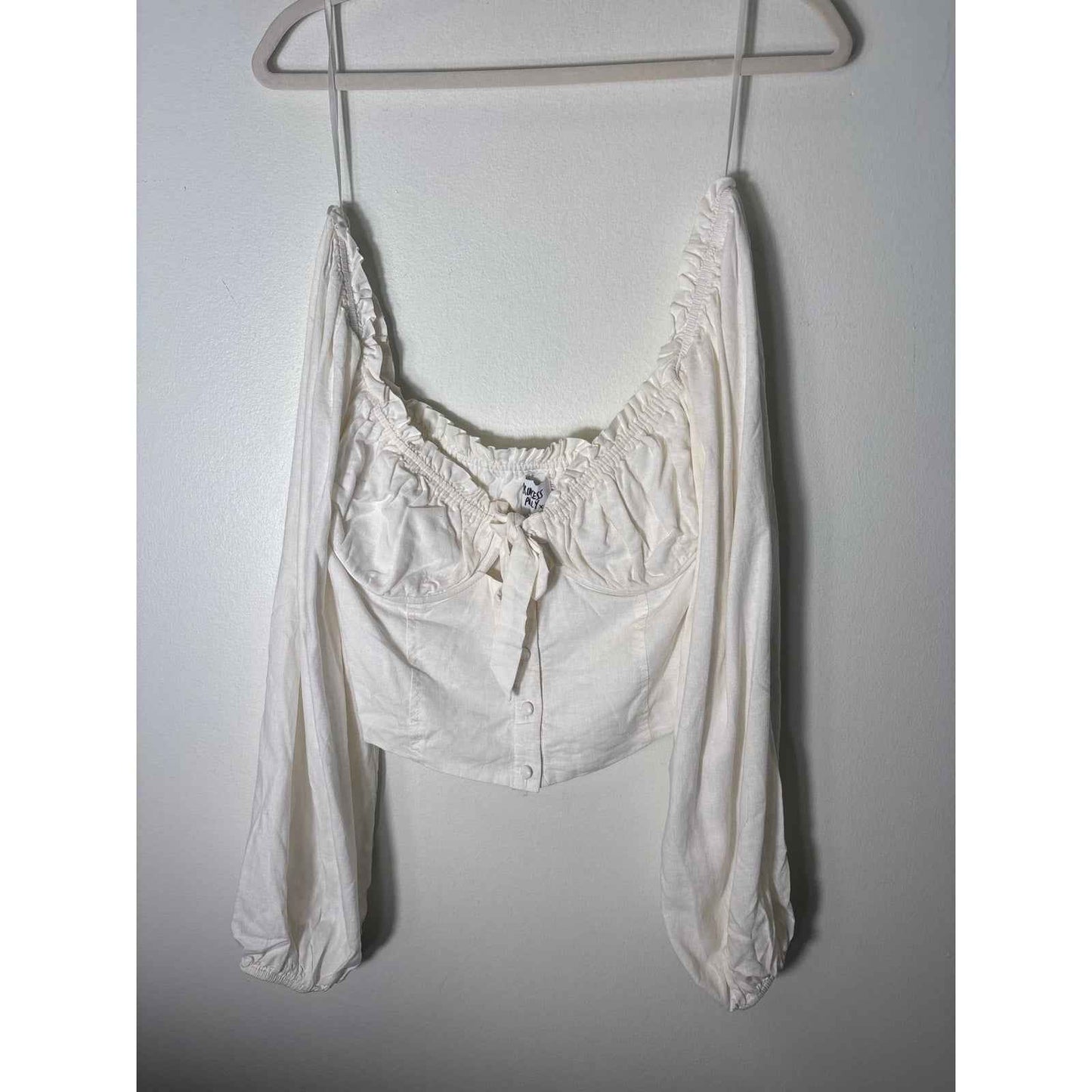 Princess Polly Long Sleeve Off the Shoulder Cropped Top with Underwire Sz 8