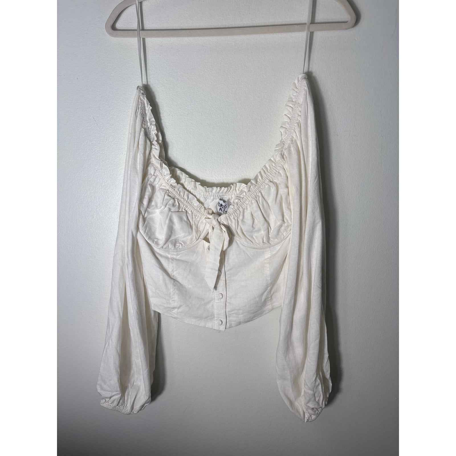 Princess Polly Long Sleeve Off the Shoulder Cropped Top with Underwire Sz 8