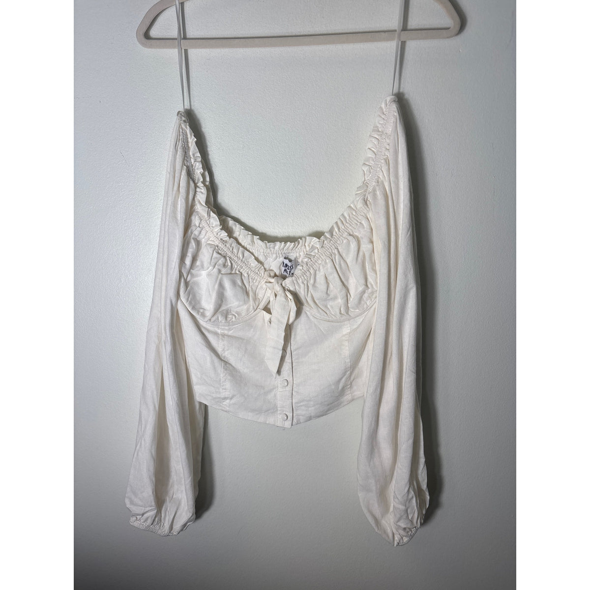 Princess Polly Long Sleeve Off the Shoulder Cropped Top with Underwire Sz 8
