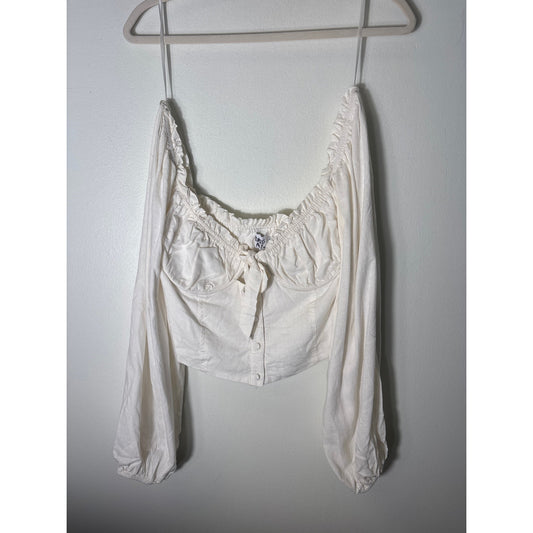 Princess Polly Long Sleeve Off the Shoulder Cropped Top with Underwire Sz 8