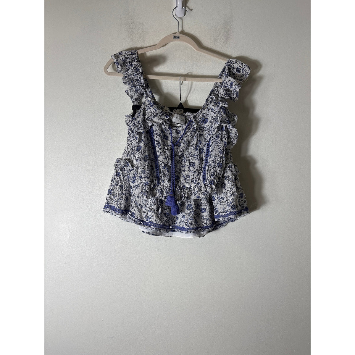 Saylor White Lavender Smocked Mini Skirt Set Sz xs