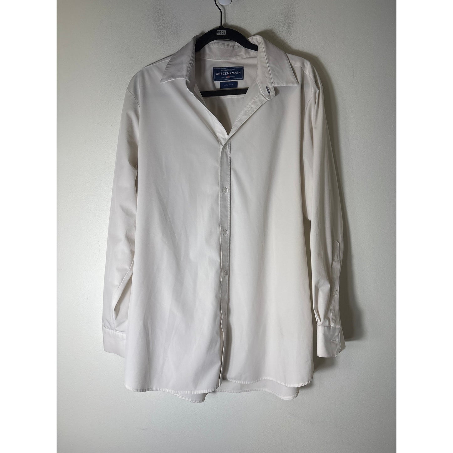 Men's Mizzen + Main Dark White Long Sleeve Button Up Dress Shirt Sz XL