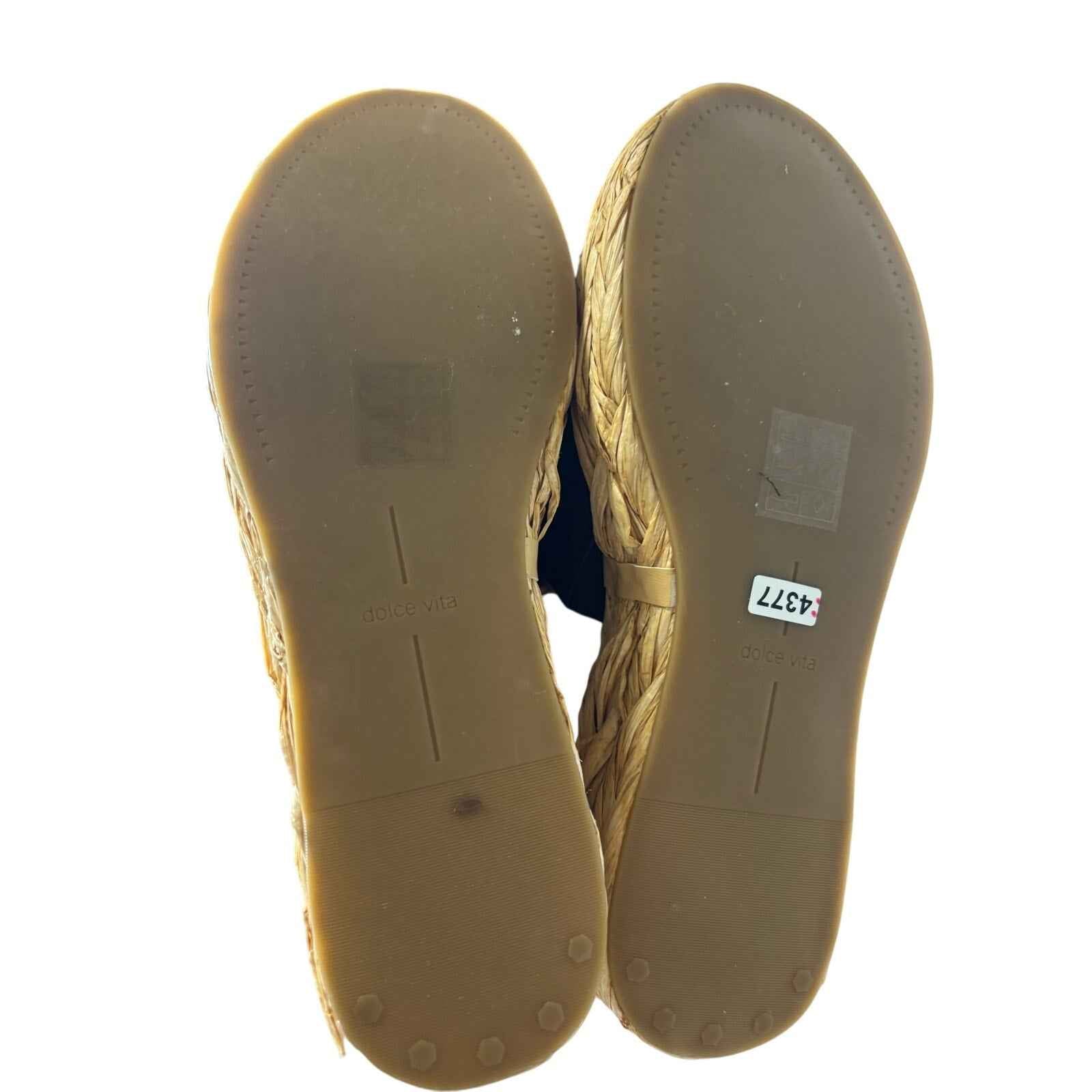 Dolce Vita Black Leather Rafia Slide Sz 8