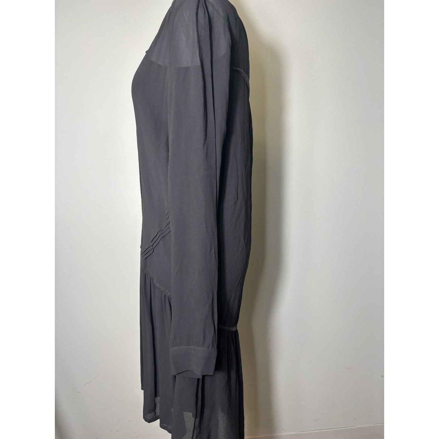 Sita Murt/ Charcoal Gray Long Sleeve Sheer Drop Waist Dress Sz S