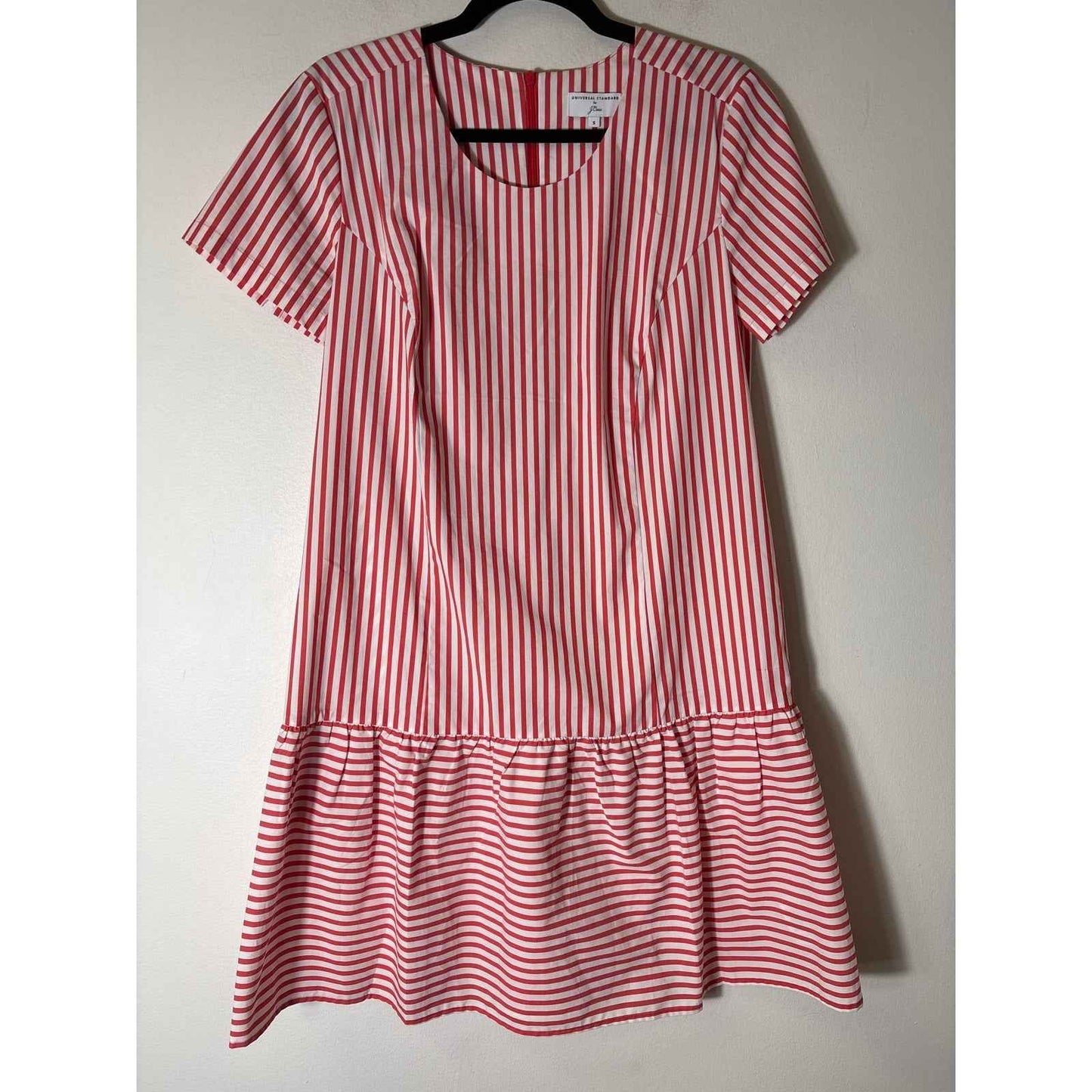 J. Crew Red White Stripe Short Sleeve Cotton Dress Sz S