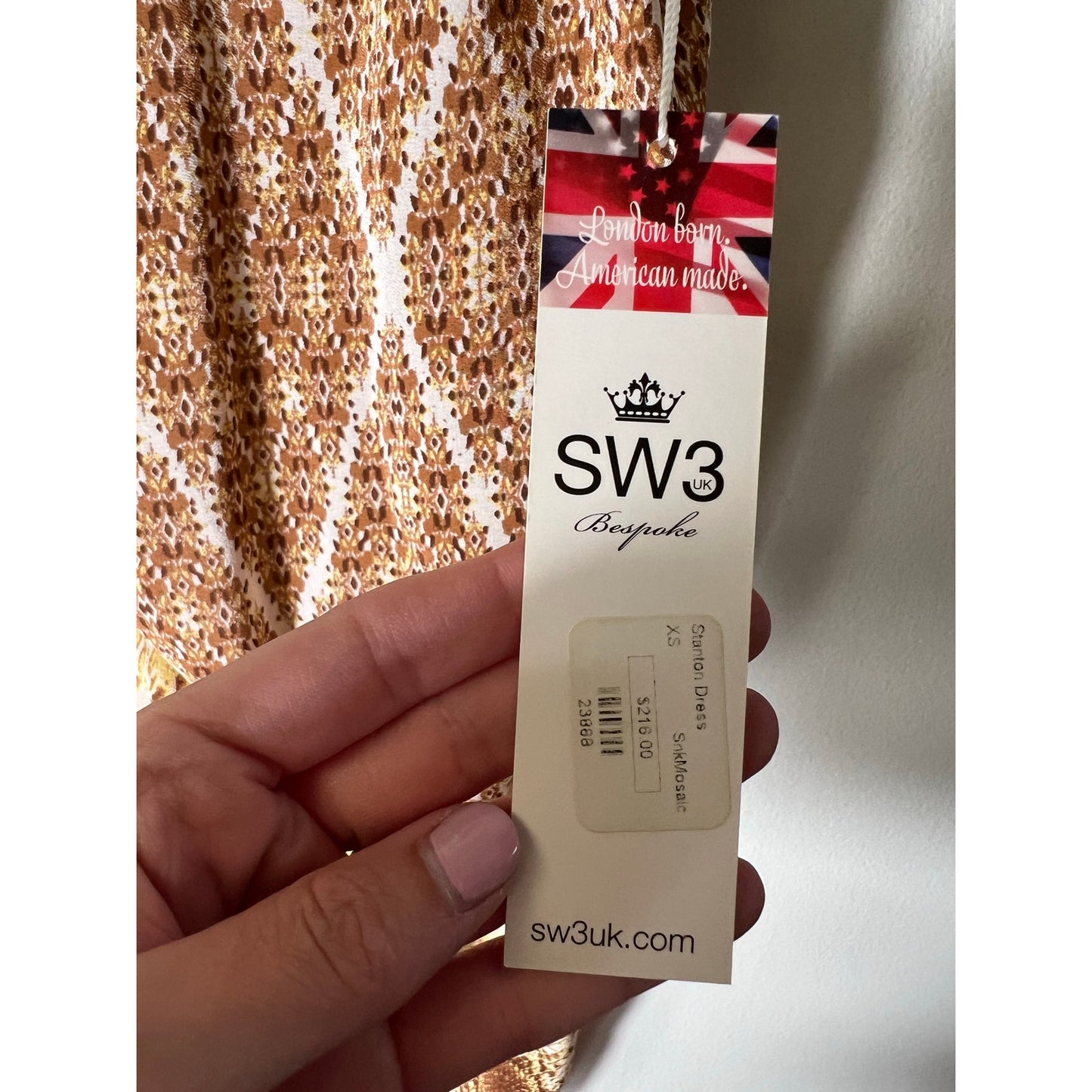 NWT SW3 UK Bespoke Brown Snakeskin Stanton Dress Sz Xs