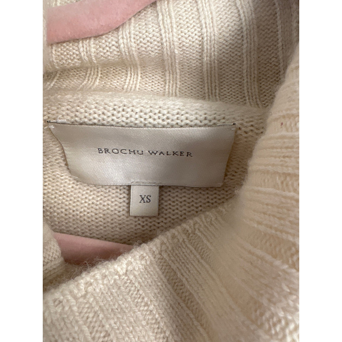 Brochu Walker Cream Ribbed Sweater Over Shirt Turtleneck Sz XS