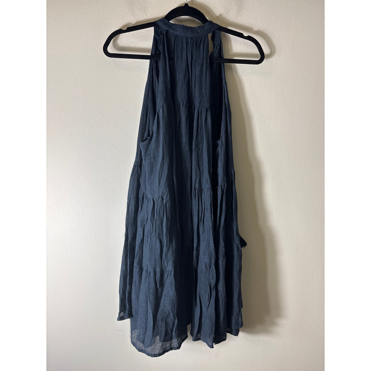 American Threads Deep Blue Tiered Boho Dress Sz S