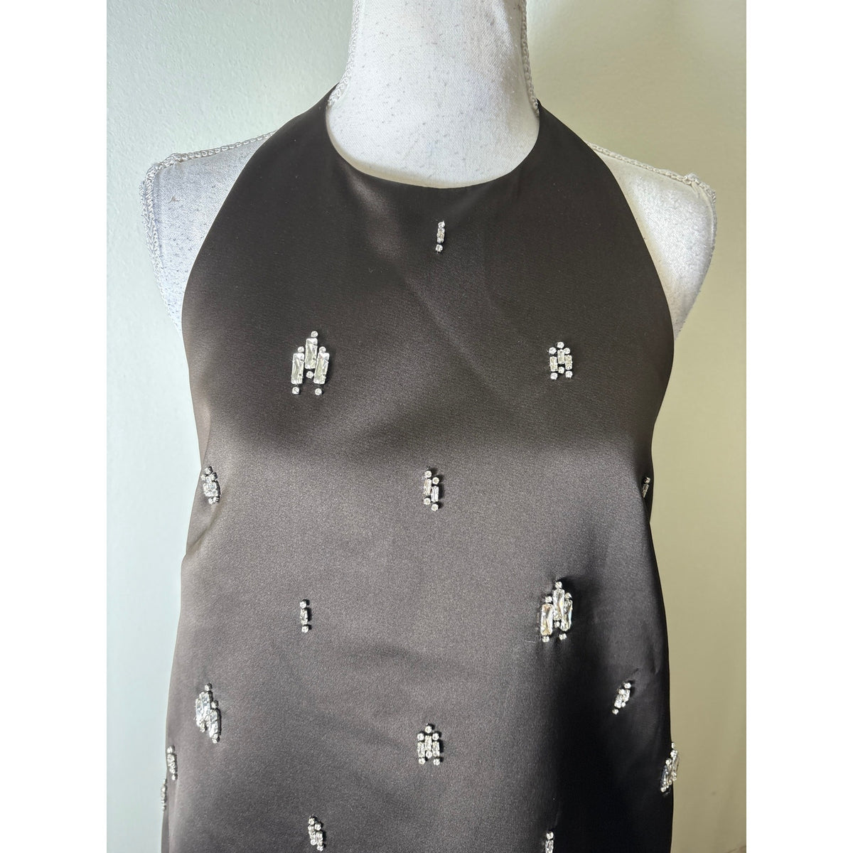 A.L.C Chocolate Brown Halter Rhinstone Embellished Mini Dress Sz 10