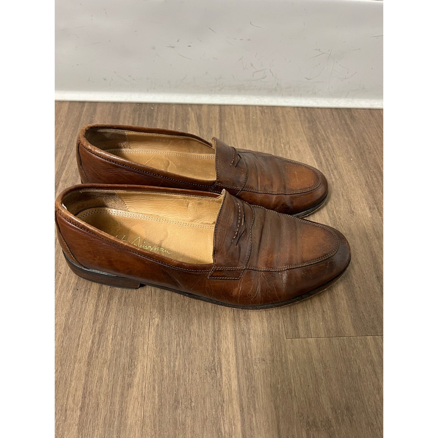 Mens Brown Leather Martin Dingman Loafers size 8.5