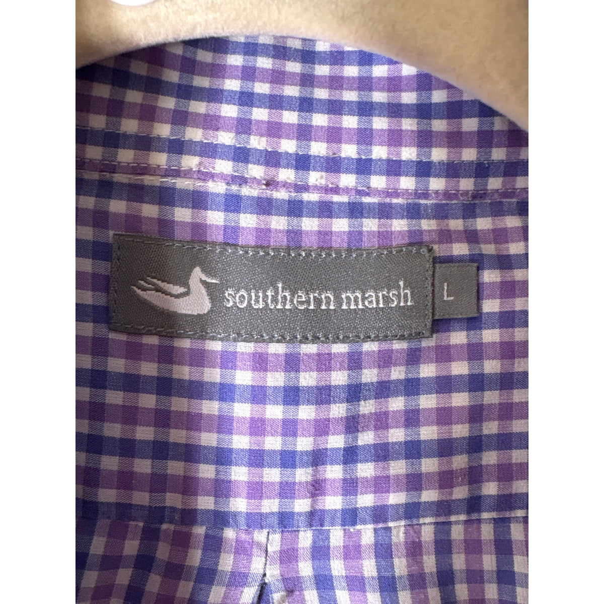 Mens Southern Marsh Purple Gingham Button Up Shirt Sz L