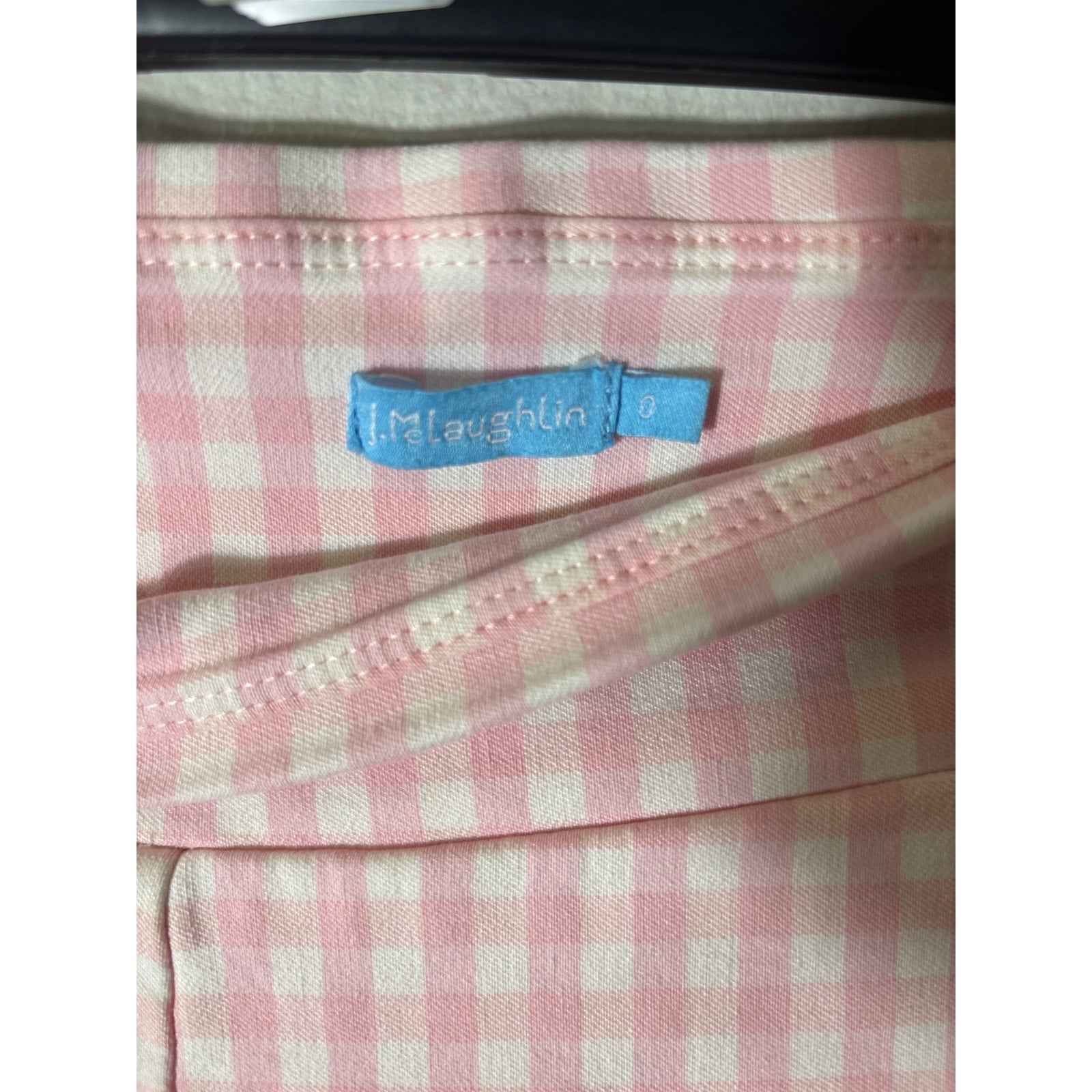 J. McLaughlin Pink and White Check Pull On Pants Sz 0
