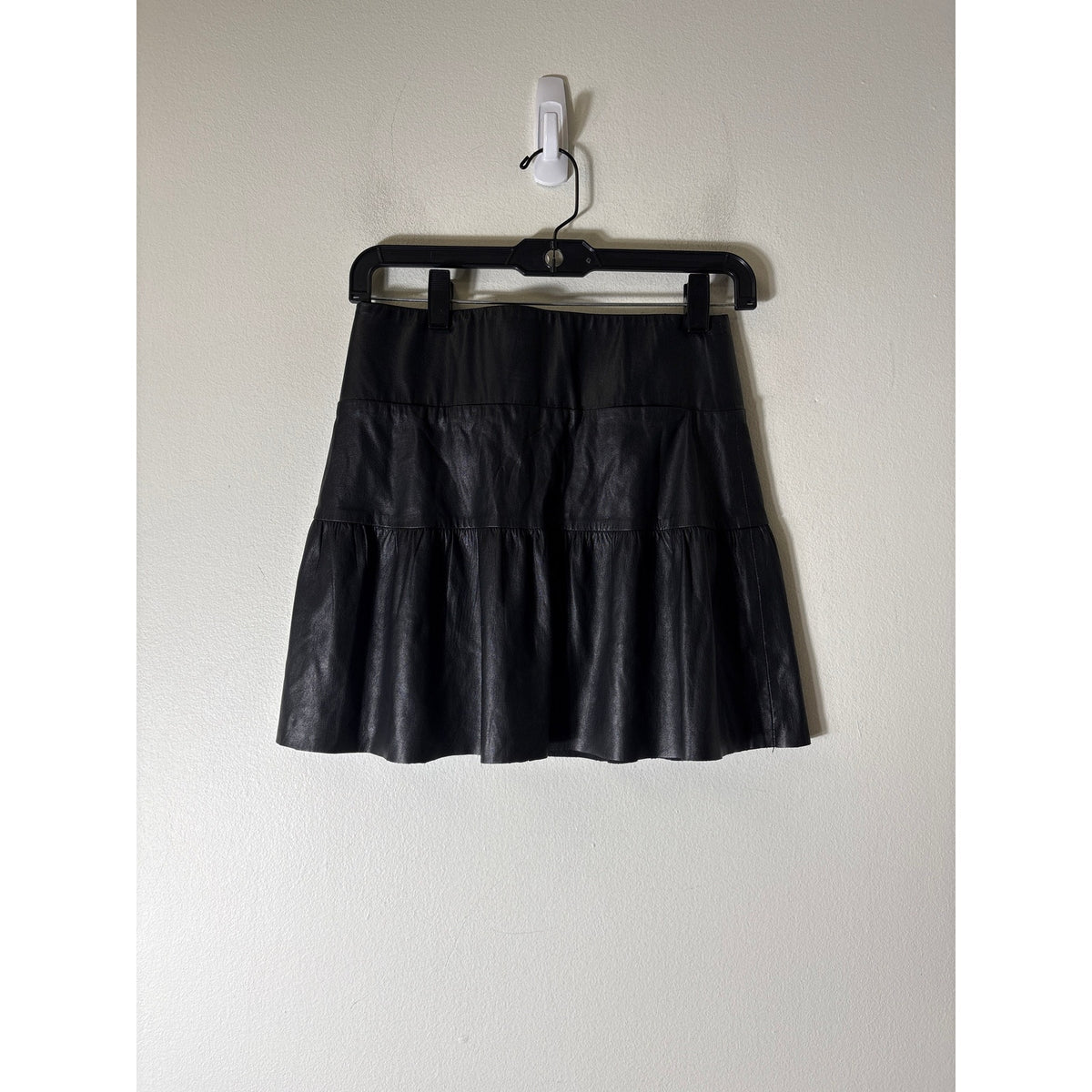Shug Black Pull On Faux Leather Mini Skirt Sz S