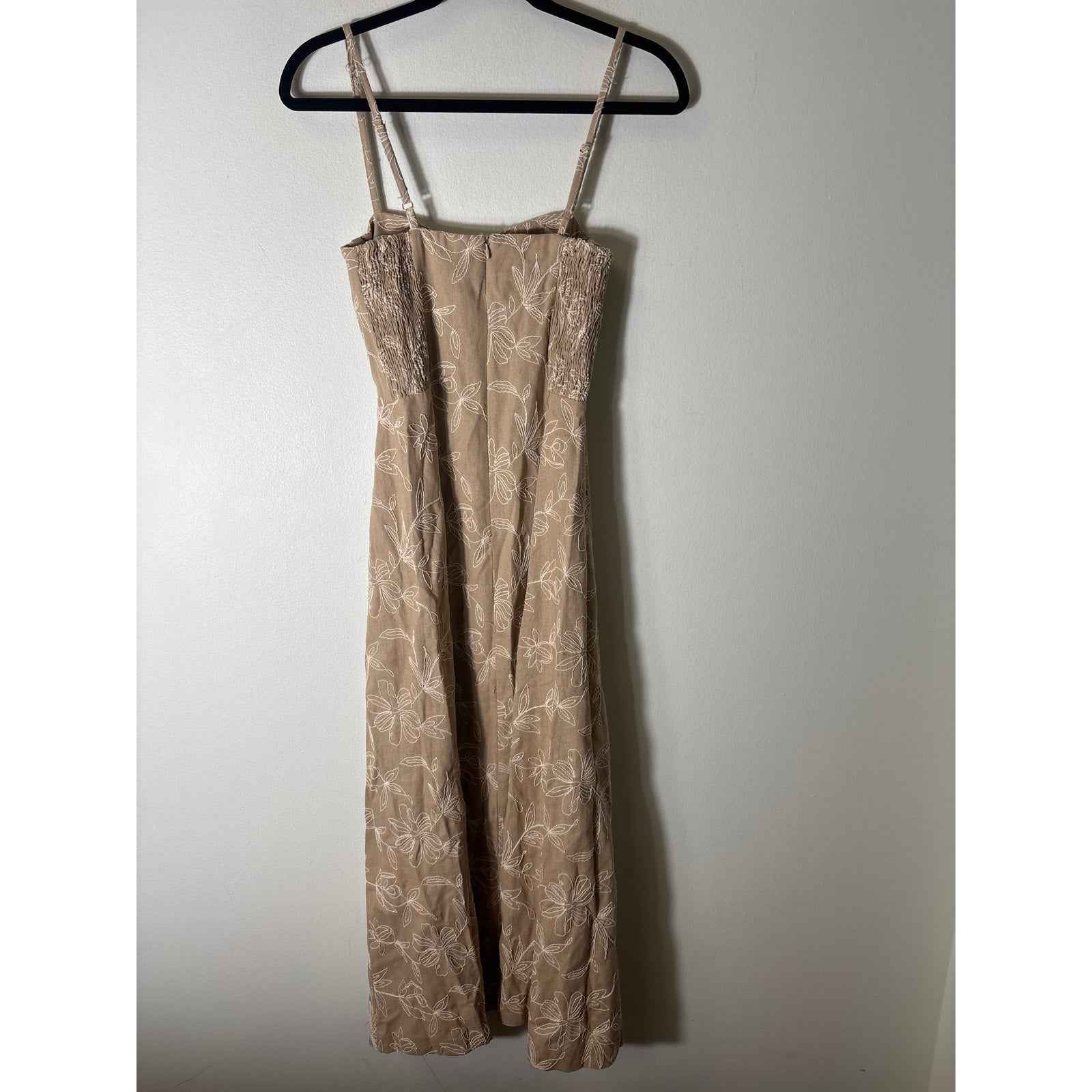 Zara Linen Embroidered Corset Dress Sz XS