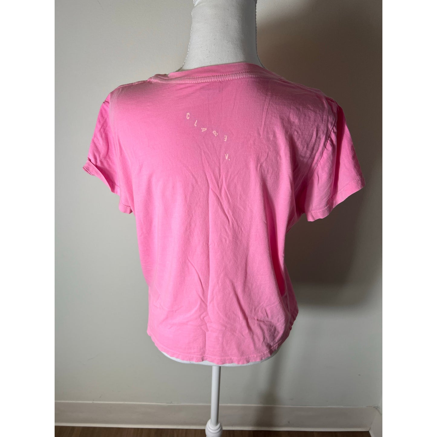 Clare V. Pink Ciao Short Sleeve Tee Shirt Sz M