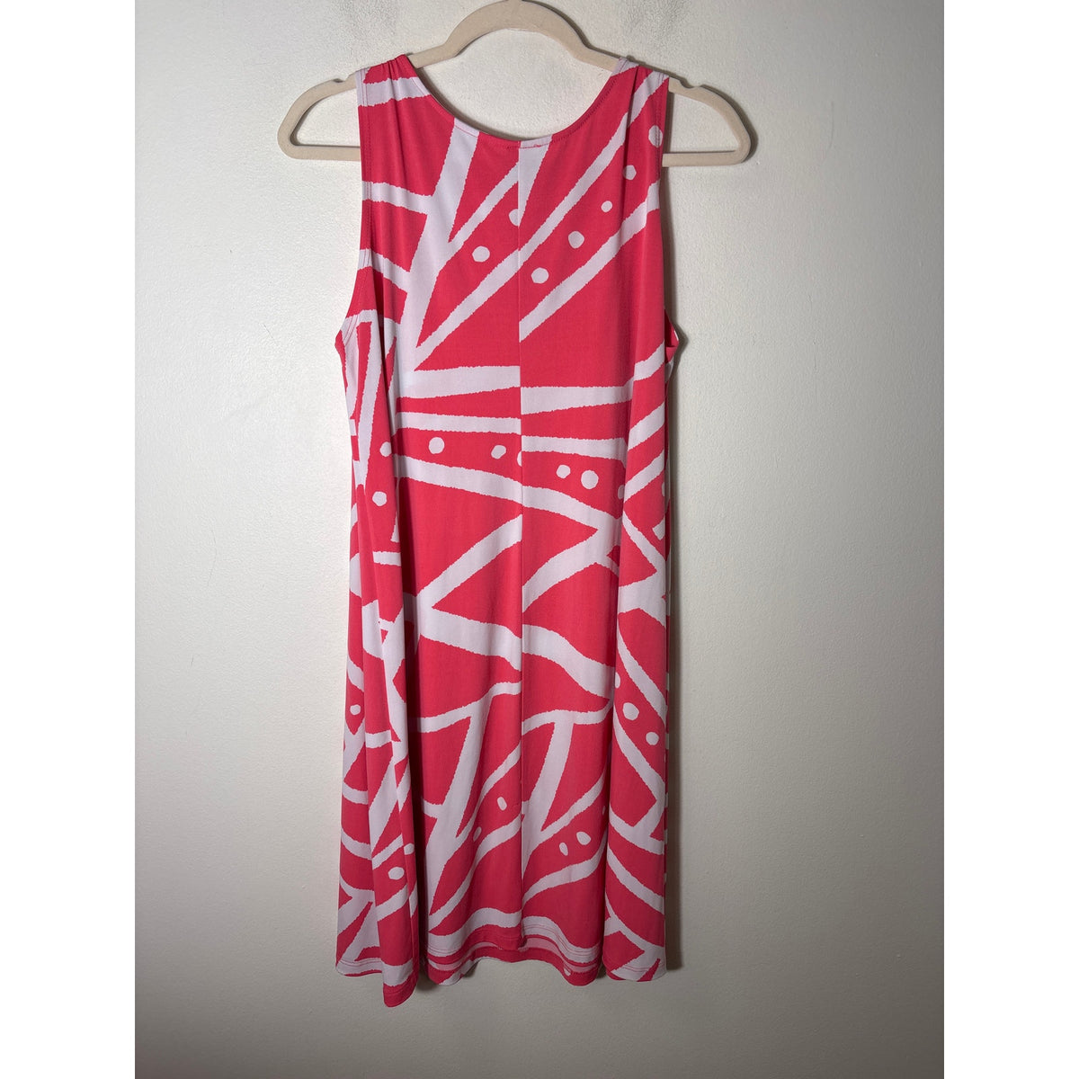Clara Sun Woo Peachy Pink and White Sleeveless Midi Dress Sz M