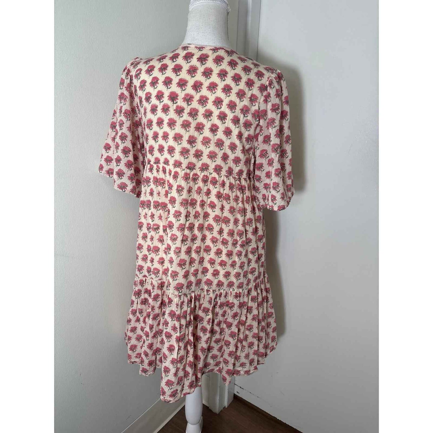 India Collection Emerson Fry Pink Floral Short Sleeve Mini Dress sz XS/S
